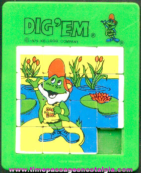 1979 Kellogg’s Cereal Premium Dig’em Frog Character Slide Puzzle