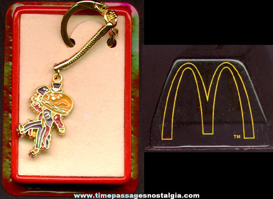 1979 McDonald’s Mayor McCheese Enameled Key Chain In A Dome Bank Package