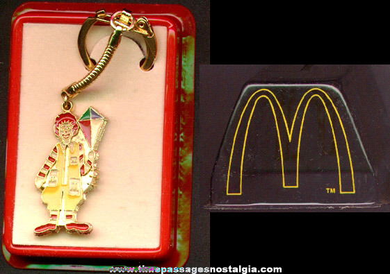 1979 McDonald’s Ronald McDonald Enameled Key Chain In A Dome Bank Package