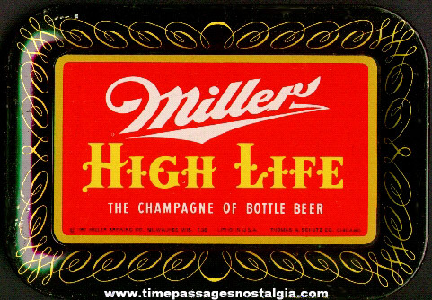 1952 Tin Lithographed Miller Beer Tip Tray