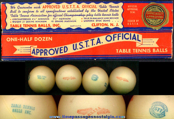 Old Table Tennis Balls Box With Four Old Balls