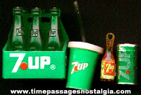 (4) Miniature 7-Up Soda Advertising Items