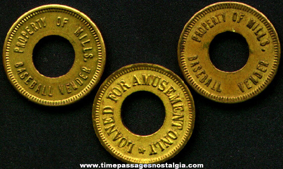 (3) Old Mills Baseball Vender Game Tokens