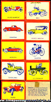 (9) (Wheaties?) Antique Automobile Trading Cards