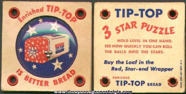 1951 Tip - Top Bread Advertising Premium Dexterity Puzzle