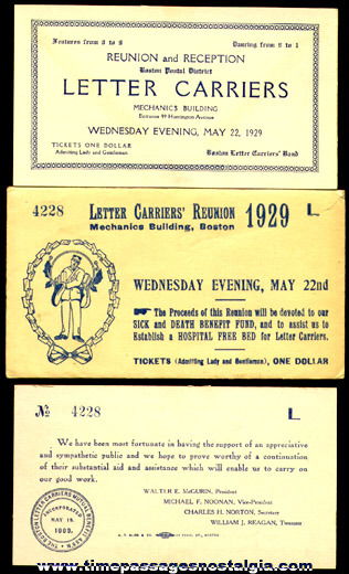 1929 Boston Postal District Letter Carrier Reunion & Reception Ticket And Envelope