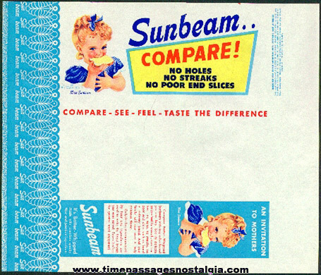 Old Unused Sunbeam Advertising Bread Wrapper