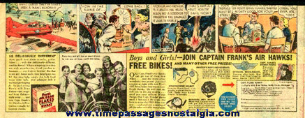 1936 Post’s Bran Flakes Captain Frank’s Air Hawks Newspaper Advertisement