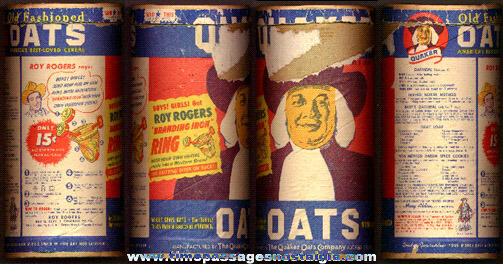 1948 Quaker Oats Cereal Can With A Roy Rogers Branding Iron Premium Ring Offer