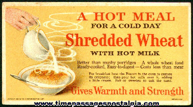 1915 (Nabisco ?) Shredded Wheat Advertising Ink Pen Blotter