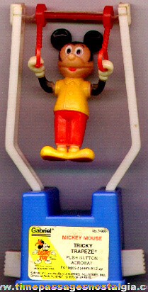 1975 Mickey Mouse Tricky Trapeze Push Button Acrobat Puppet