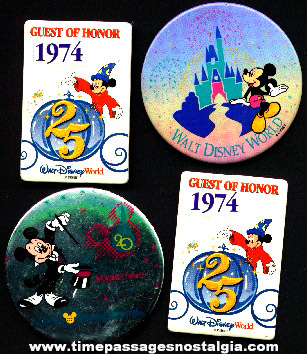 (4) Colorful Disneyworld Advertising Buttons