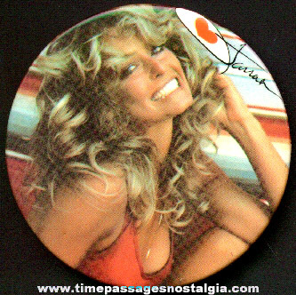 Large Colorful Farrah Fawcett Pin Back Button