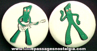 (2) Gumby Character Pin Back Buttons