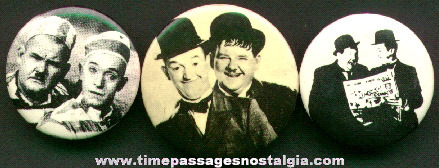 (3) Different Laurel & Hardy Pin Back Buttons