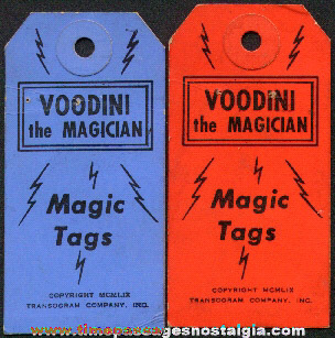 (2) Old Voodini The Magician Magic Tags