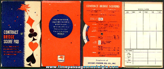 (2) Mobil / Socony Premium Contact Bridge Scoring Booklets