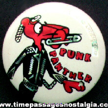 1983 Pink Panther - Punk Panther Cartoon Character Pin Back Button