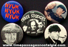 (5) Three Stooges Pin Back Buttons