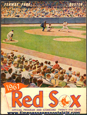 1967 Boston Red Sox Fenway Park Baseball Program