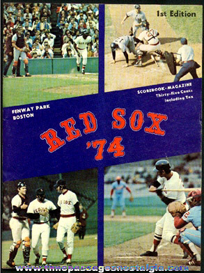 1974 Boston Red Sox Fenway Park Baseball Program