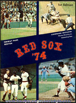 1974 Boston Red Sox Fenway Park Baseball Program