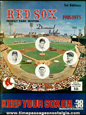 1975 Boston Red Sox Fenway Park 1st Edition Diamond Jubilee Baseball Program