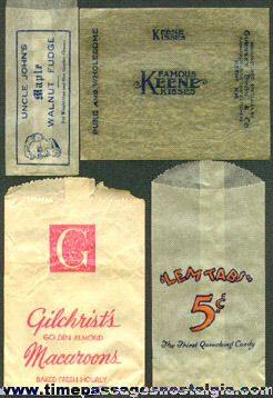 (4) Different Old Candy Glassine Wrappers / Envelopes