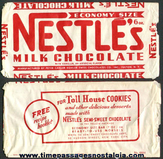 Large Old Nestle’s Milk Chocolate Candy Bar Wrapper