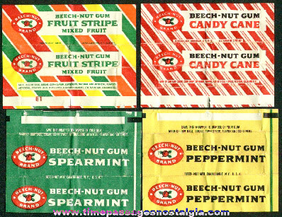 (4) Different Old Beech Nut Chewing Gum Wrappers