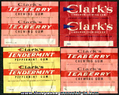 (4) 1950’s Clark’s Chewing Gum Wrappers