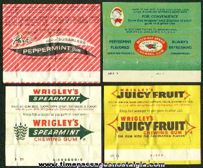 (4) Different Old Chewing Gum Wrappers