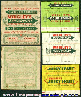 (4) Different Old Wrigley’s Chewing Gum Wrappers