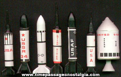 Set Of (7) Different Gum Ball Machine Prize Rocket & Missile Models Kits