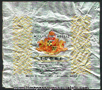 Old & Rare Miller Hollis Fudge Candy Bar Foil Wrapper