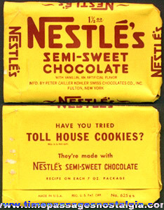 Old & Rare Nestle’s Semi-Sweet Chocolate Candy Wrapper