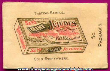 Old & Very Rare SA-YO Italian Mint JuJubes Advertising Sample Envelope