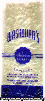 Old Washburn’s Waleco Sweets Candy Bag / Wrapper