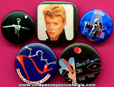 (5) David Bowie Pin Back Buttons