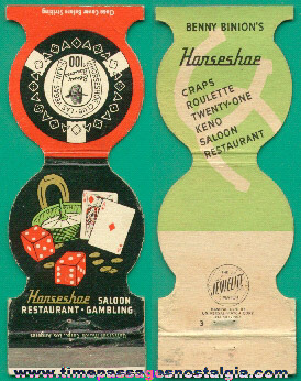 Old Diecut Benny Binion’s Horseshoe Club Casino Match Cover