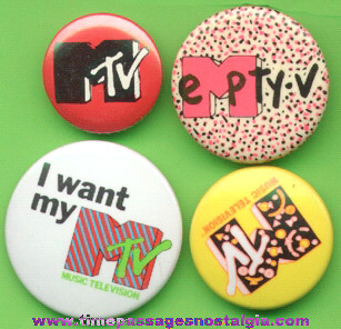 (4) Different MTV (Music Television) Pin Back Buttons