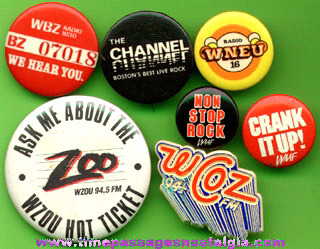 (7) Different Radio Station Advertising Pin Back Buttons