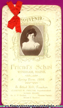 1906 Two Page Souvenir Teacher Card From Friend’s School, Windham, Maine