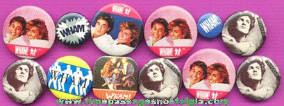 (12) WHAM Music Pin Back Buttons