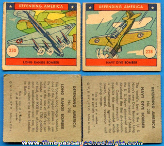 (2) Old Defending America Bubble Gum Trading Cards