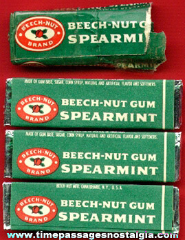Old Beech-Nut Chewing Gum Package With (3) Unopened Stick Of Gum