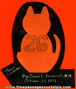 1939 Halloween Cat Paper Table Place Card Decoration