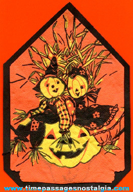 1939 Halloween Scarecrow & Jack-O-Lantern Paper Party Napkin