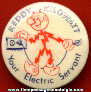 Old Reddy Kilowatt Advertising Pin Back Button