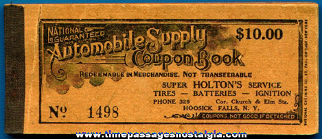 Unused 1930’s Automobile Supply Coupon Book